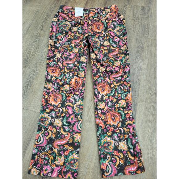 Croft & Barrow NWT Pants Womens 12 Multicolor Paisley Print Stretch Regular Fit - Picture 6 of 6